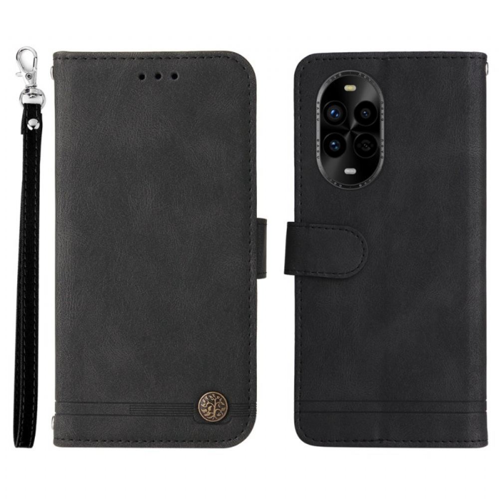 Kožený Kryt Huawei Nova 13 Pro Dekorativní Nýt A Šňůrka