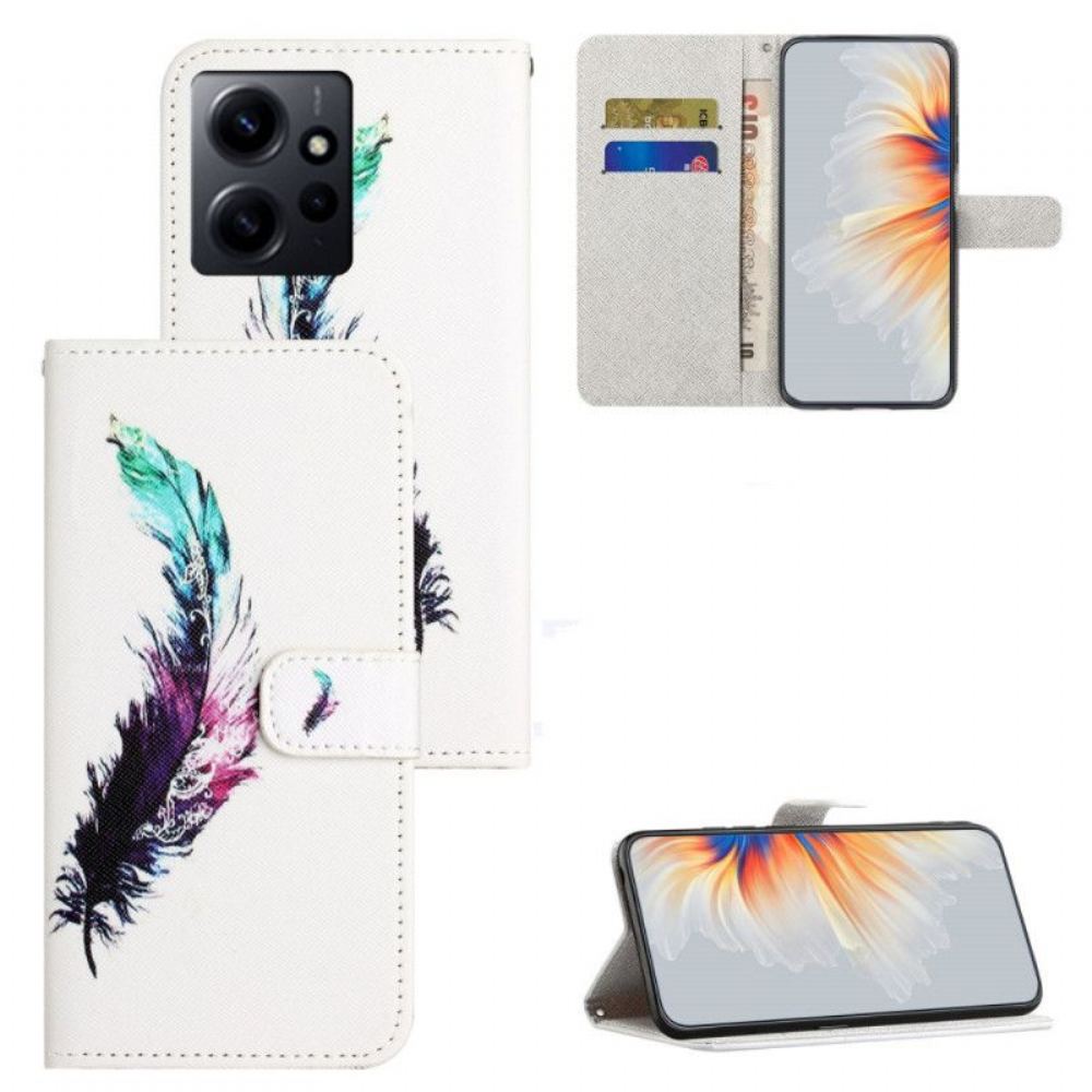 Flipové Pouzdro Na Xiaomi Redmi Note 12 4G Na Lana Peříčko Se Šňůrkou