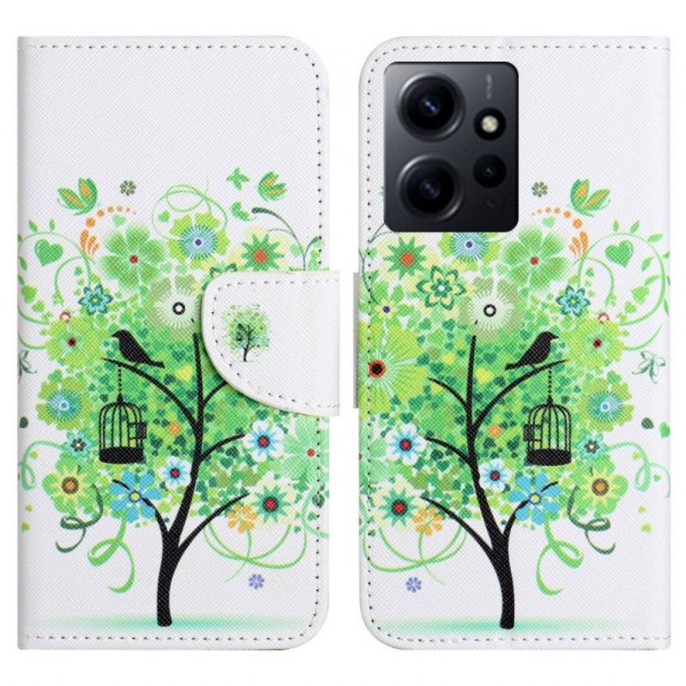 Flipové Pouzdro Na Xiaomi Redmi Note 12 4G Strom Se Zelenými Listy