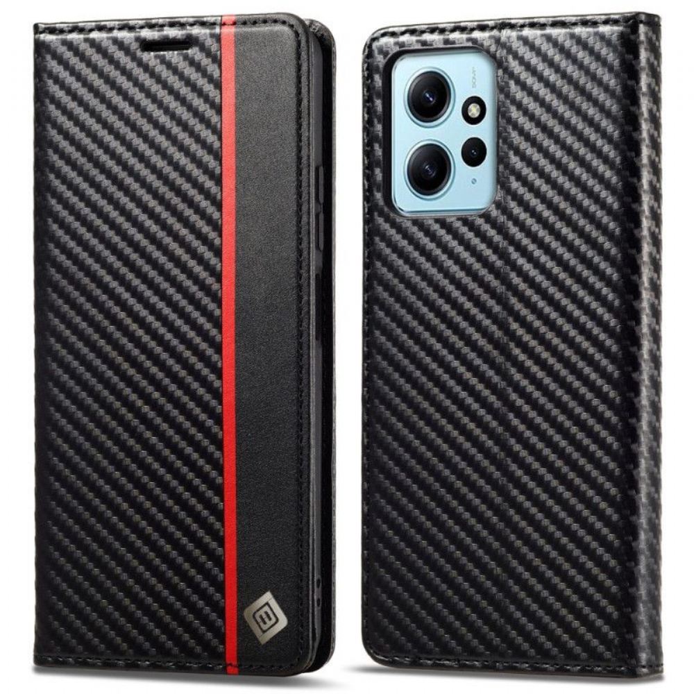 Kryty Na Mobil Na Xiaomi Redmi Note 12 4G Flipové Pouzdro Karbonové Vlákno Lc.imeeke