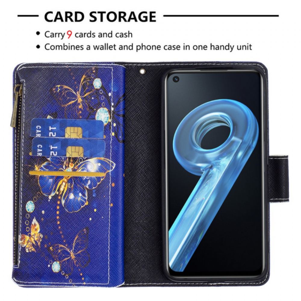 Flipové Pouzdro Na Realme 9i Motýli V Noční Peněžence