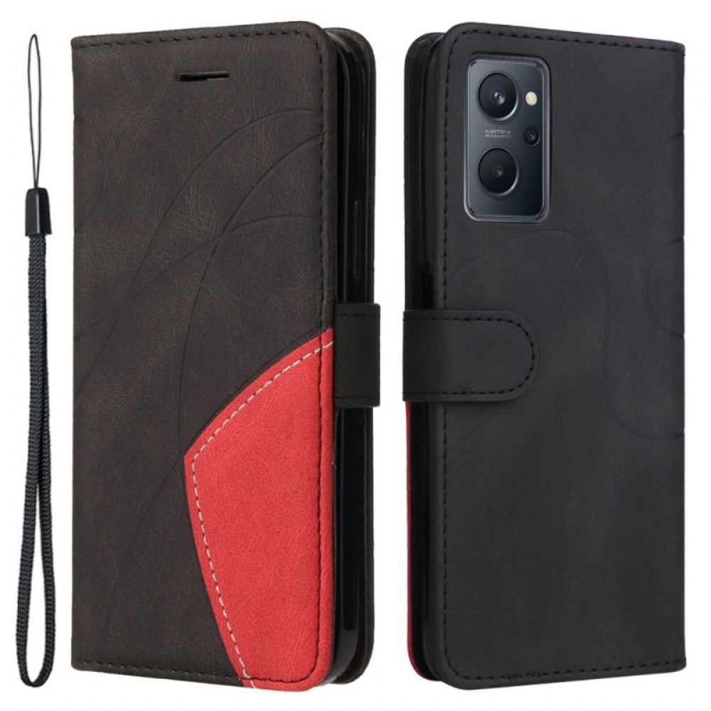 Kožené Pouzdro Na Realme 9i Pásek S Lemovaným Vzorem