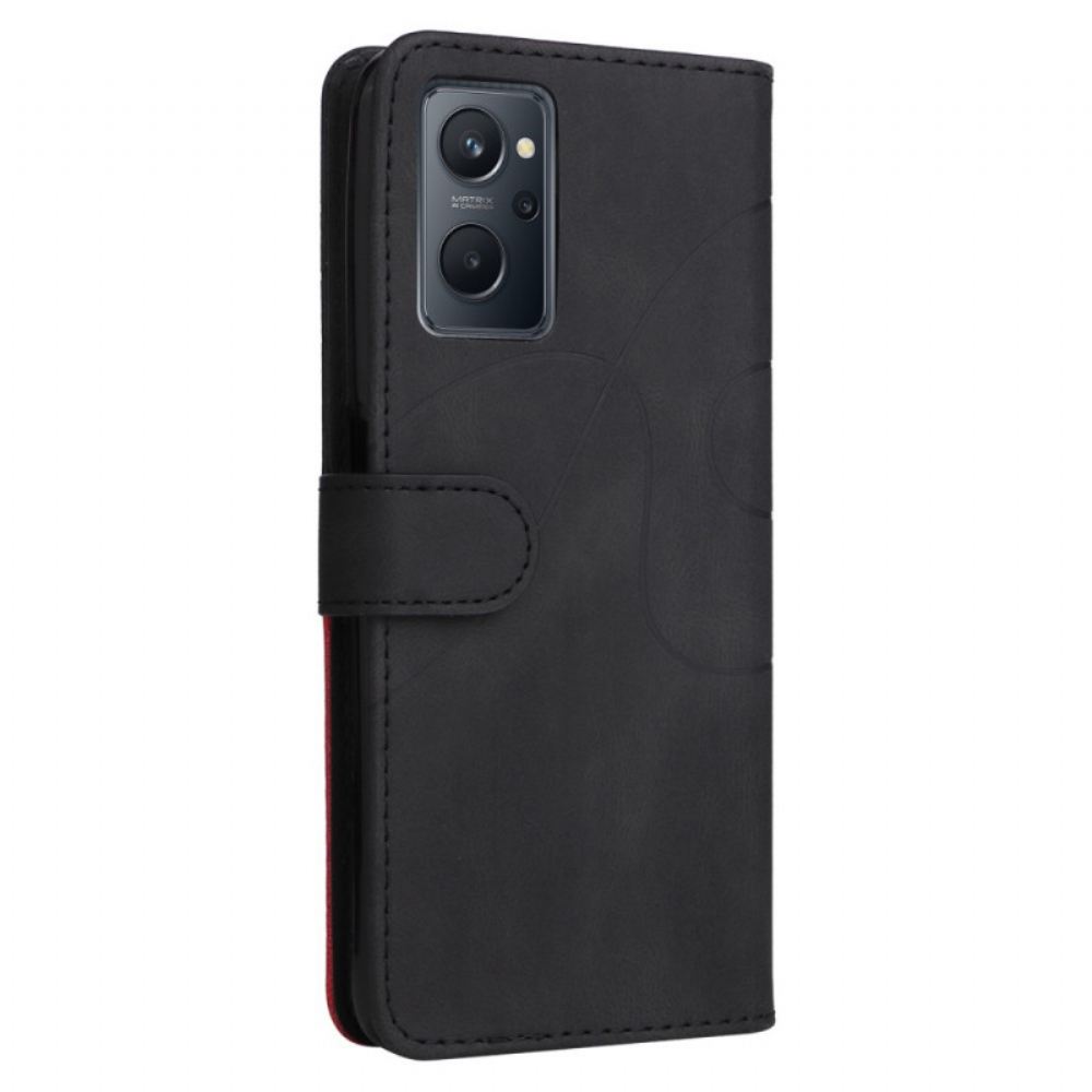 Kožené Pouzdro Na Realme 9i Pásek S Lemovaným Vzorem