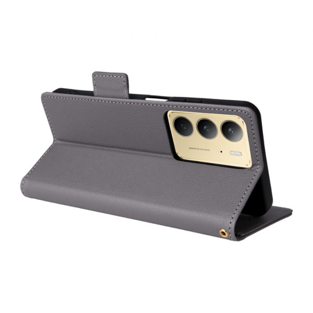 Kožený Kryt Realme 14x 5g Liči Umělá Kůže S Popruhem