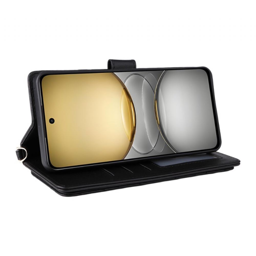 Kožený Kryt Realme 14x 5g Prémiový Design S Popruhem A Ramenním Popruhem