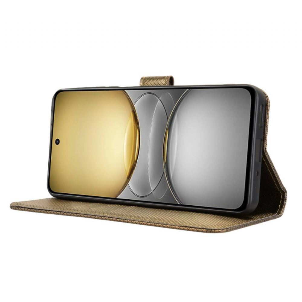 Kožený Kryt Realme 14x 5g Prošívání Ramínka