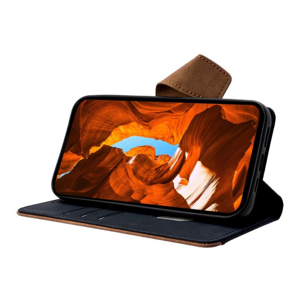 Kožený Kryt Realme 14x 5g Vintage Dvoubarevné Provedení