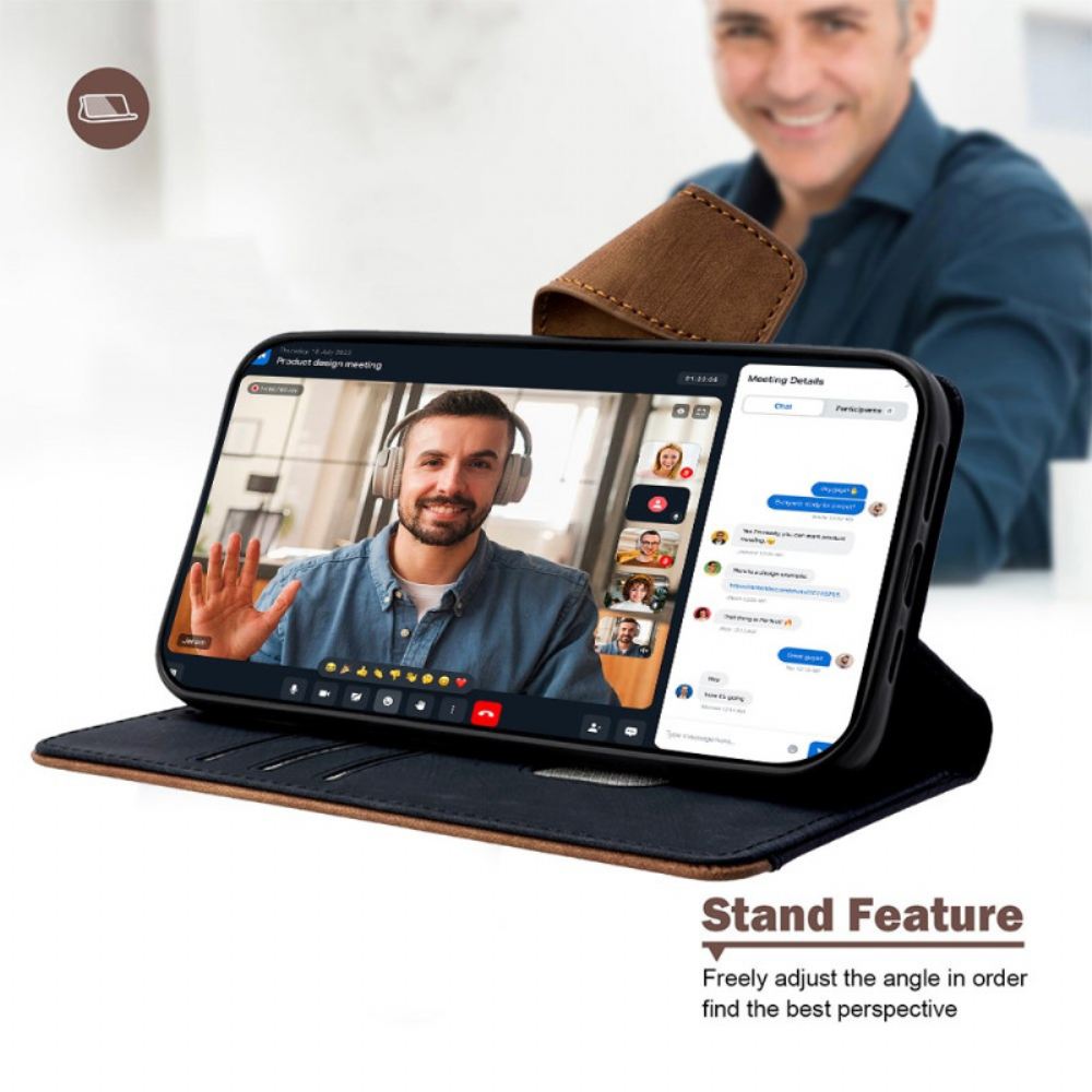 Kožený Kryt Realme 14x 5g Vintage Dvoubarevné Provedení