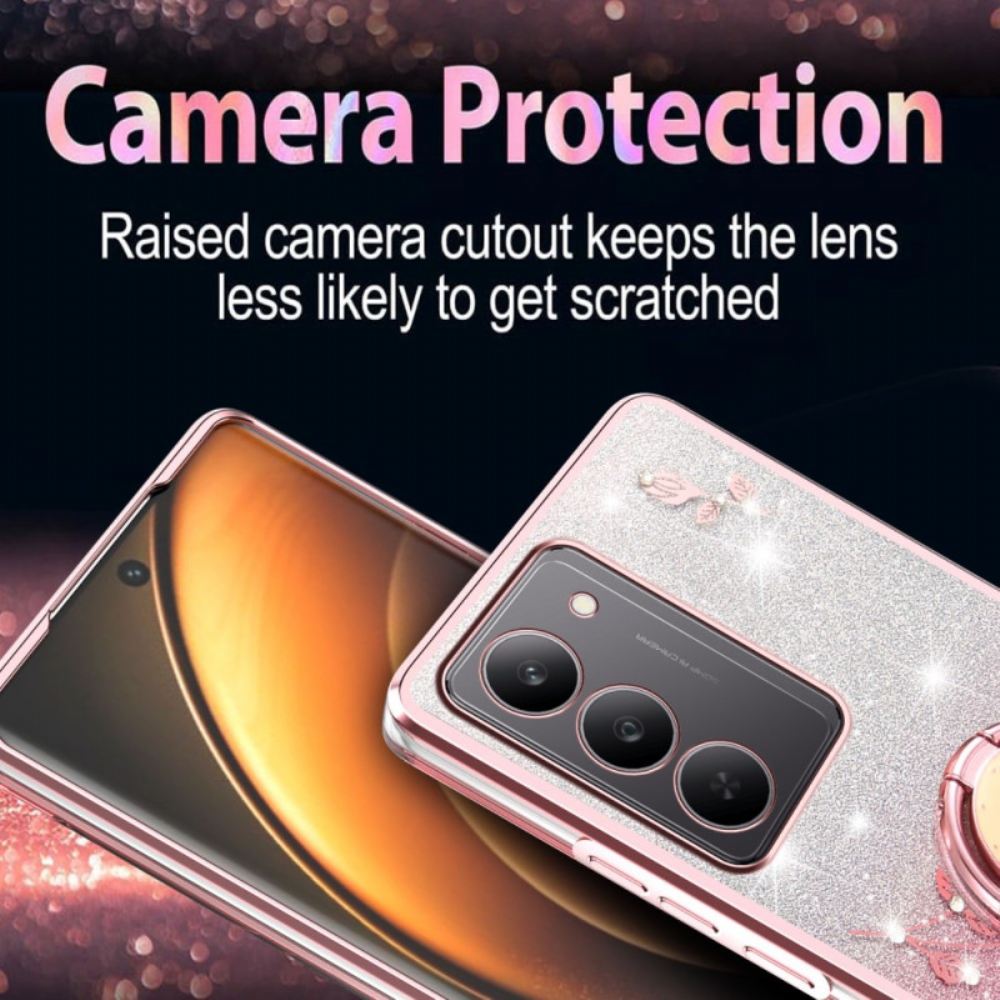 Kryt Na Realme 14x 5g Kadem Držák Na Prsten S Květinami A Kamínky