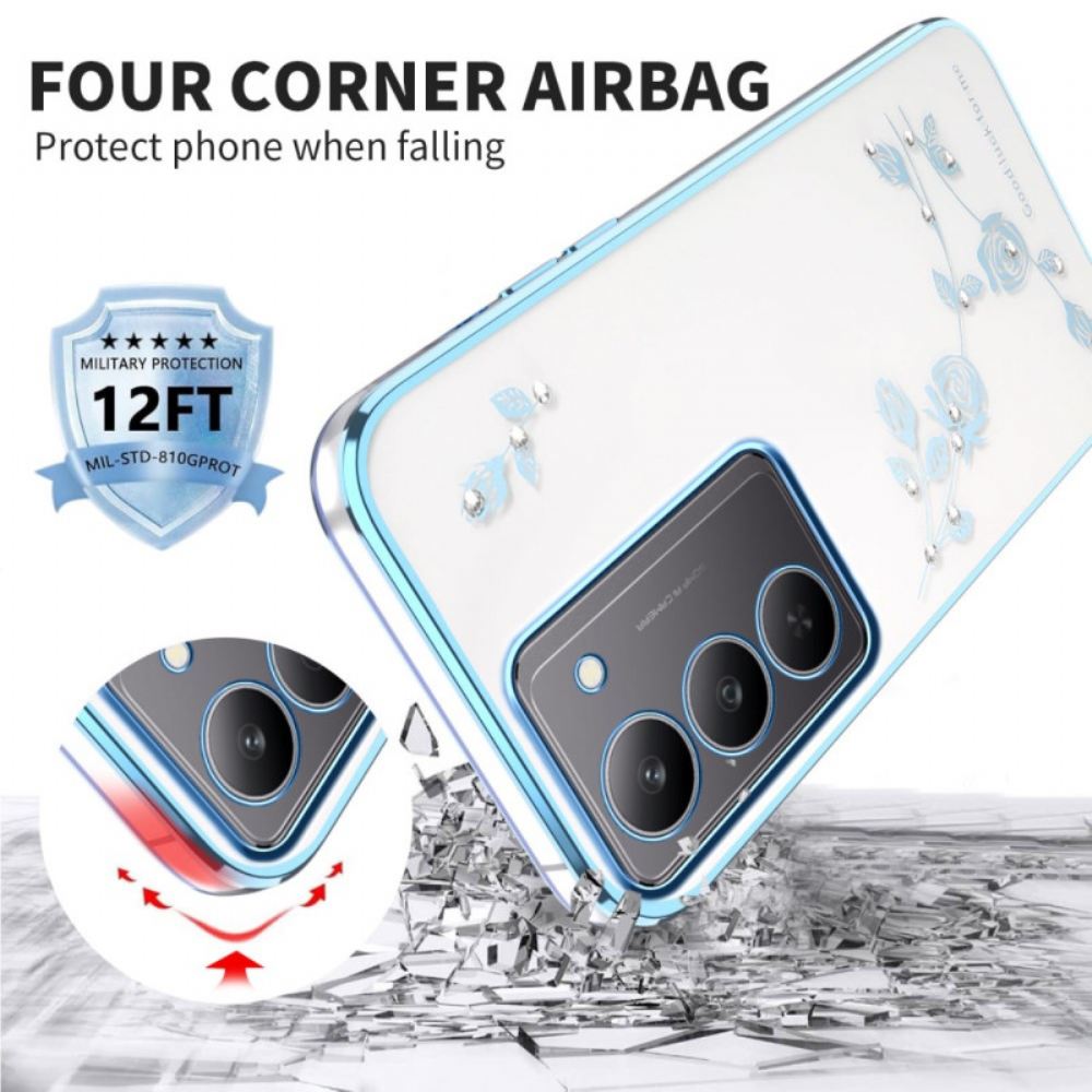 Kryt Realme 14x 5g Kryty Na Mobil Kadem Květinová Dekorace A Kamínky