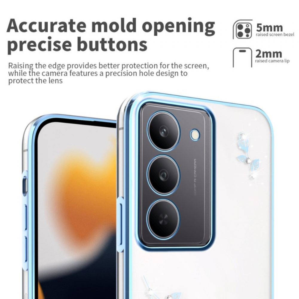 Kryt Realme 14x 5g Kryty Na Mobil Kadem Květinová Dekorace A Kamínky