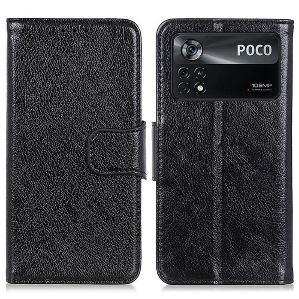 Flipové Pouzdro Na Poco X4 Pro 5G Dělená Kůže Nappa