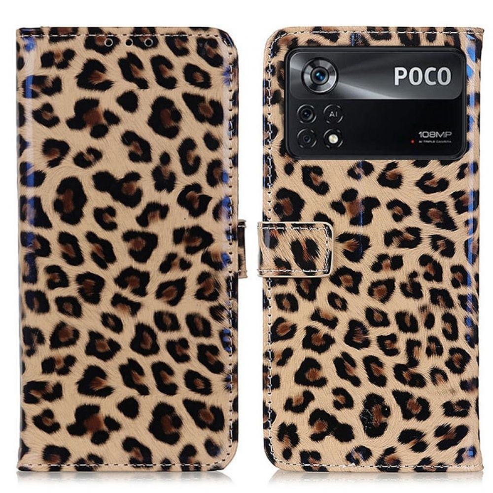 Flipové Pouzdro Na Poco X4 Pro 5G Efekt Leopardí Kůže