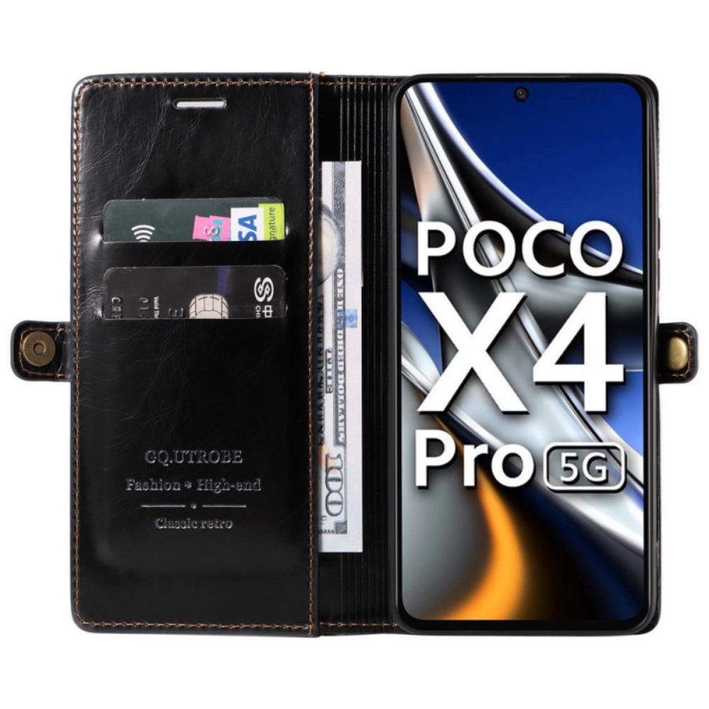 Flipové Pouzdro Na Poco X4 Pro 5G Efekt Z Voskované Kůže Gq.utrobe