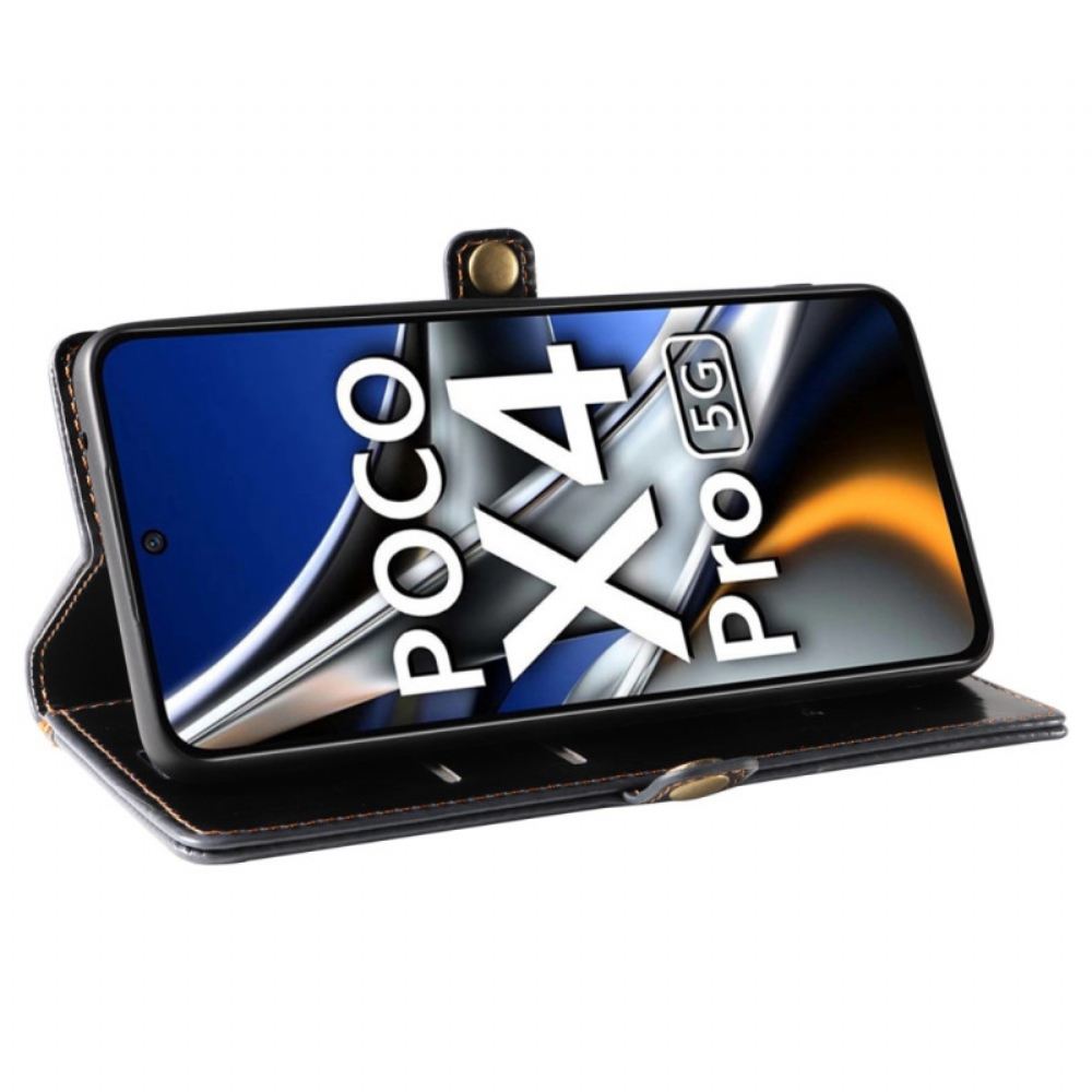 Flipové Pouzdro Na Poco X4 Pro 5G Efekt Z Voskované Kůže Gq.utrobe