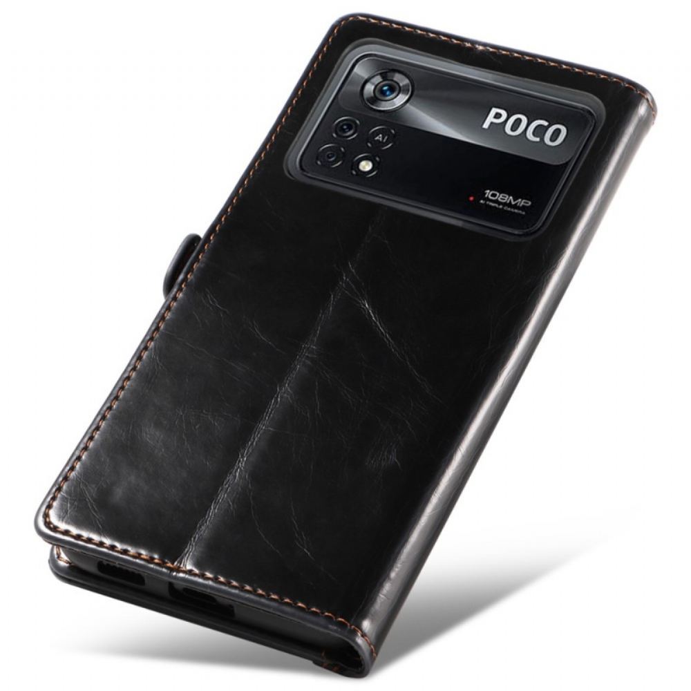 Flipové Pouzdro Na Poco X4 Pro 5G Efekt Z Voskované Kůže Gq.utrobe