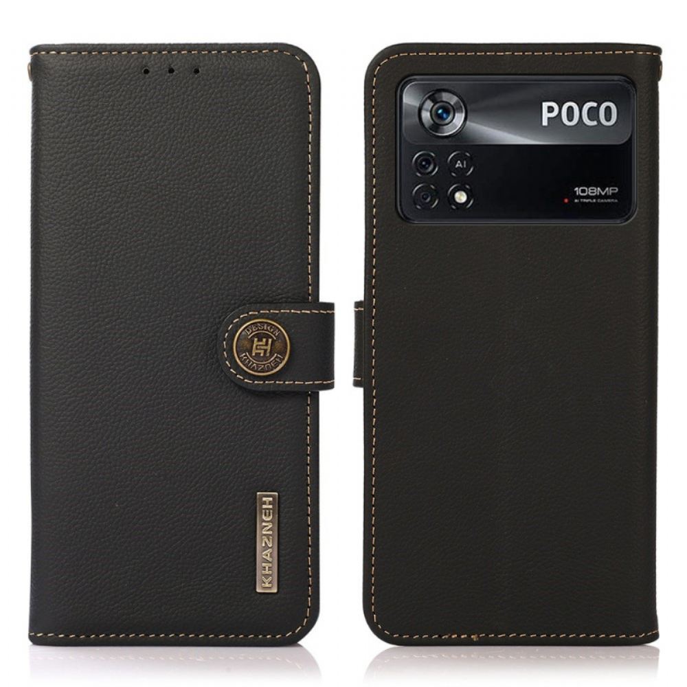 Flipové Pouzdro Na Poco X4 Pro 5G Khazneh Rfid Pravá Kůže
