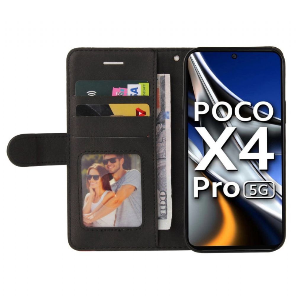 Flipové Pouzdro Na Poco X4 Pro 5G Na Lana Dvoubarevná S Páskem