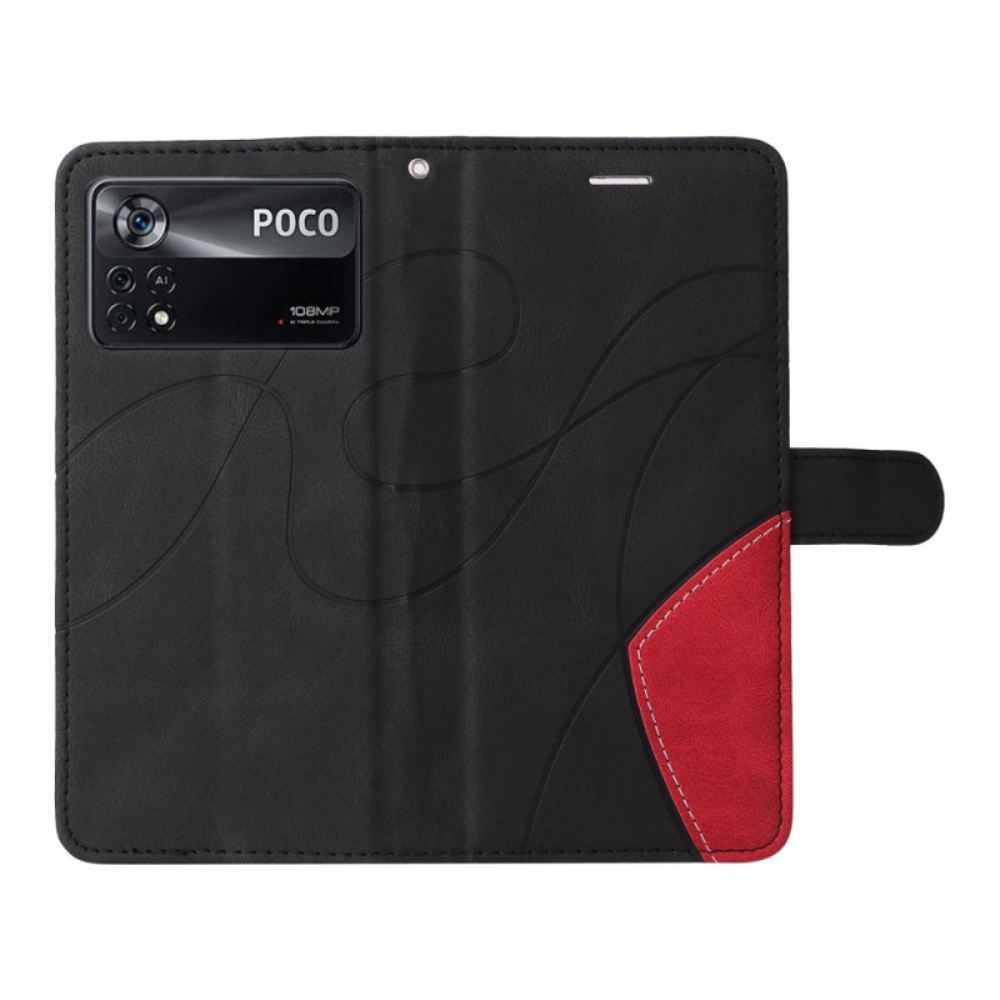 Flipové Pouzdro Na Poco X4 Pro 5G Na Lana Dvoubarevná S Páskem