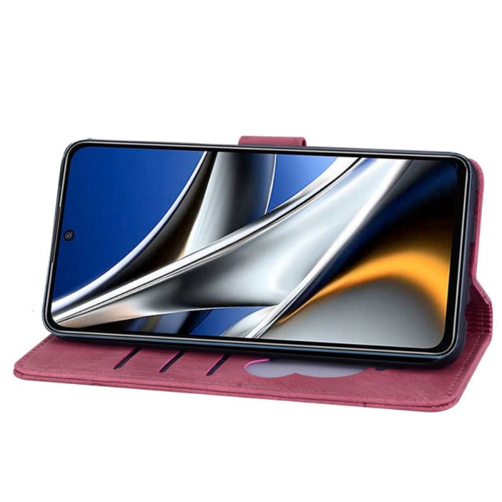 Flipové Pouzdro Na Poco X4 Pro 5G Na Lana Květinová Strappy Cat