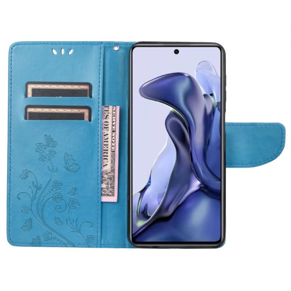 Flipové Pouzdro Na Poco X4 Pro 5G Na Lana Květinoví Motýli