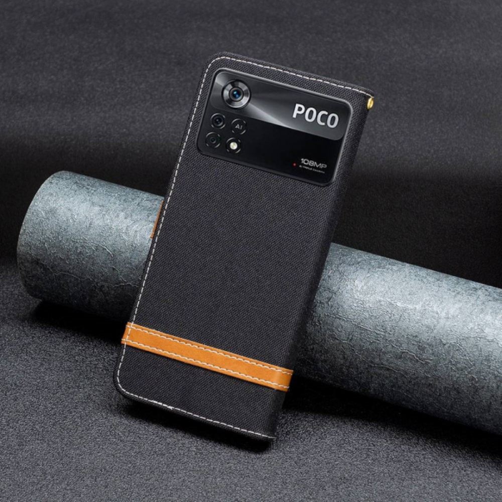 Flipové Pouzdro Na Poco X4 Pro 5G Na Lana Látka Na Popruh