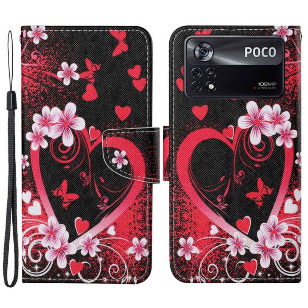 Flipové Pouzdro Na Poco X4 Pro 5G Na Lana Strappy Heart