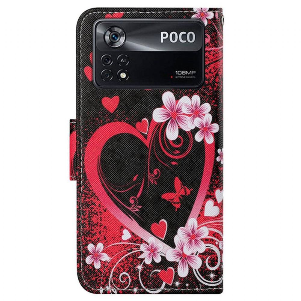 Flipové Pouzdro Na Poco X4 Pro 5G Na Lana Strappy Heart