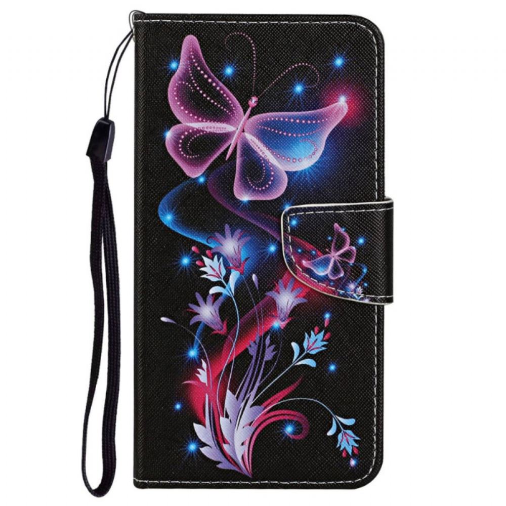 Flipové Pouzdro Na Poco X4 Pro 5G Na Lana Tanec Strappy Butterflies
