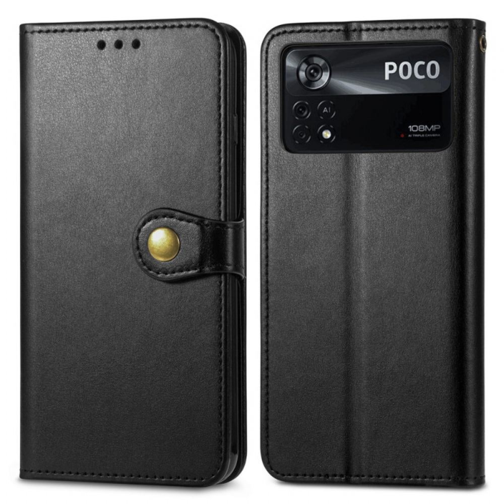 Flipové Pouzdro Na Poco X4 Pro 5G Na Lana Tlačítko Magnetického Pásku