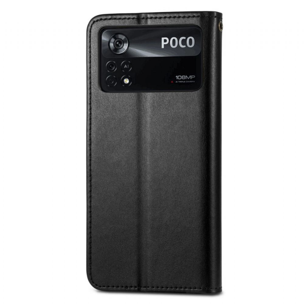 Flipové Pouzdro Na Poco X4 Pro 5G Na Lana Tlačítko Magnetického Pásku