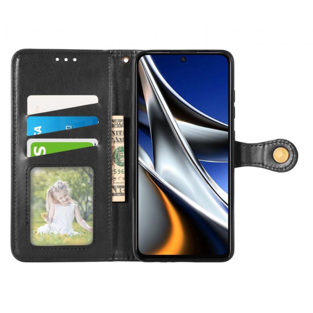 Flipové Pouzdro Na Poco X4 Pro 5G Na Lana Tlačítko Magnetického Pásku