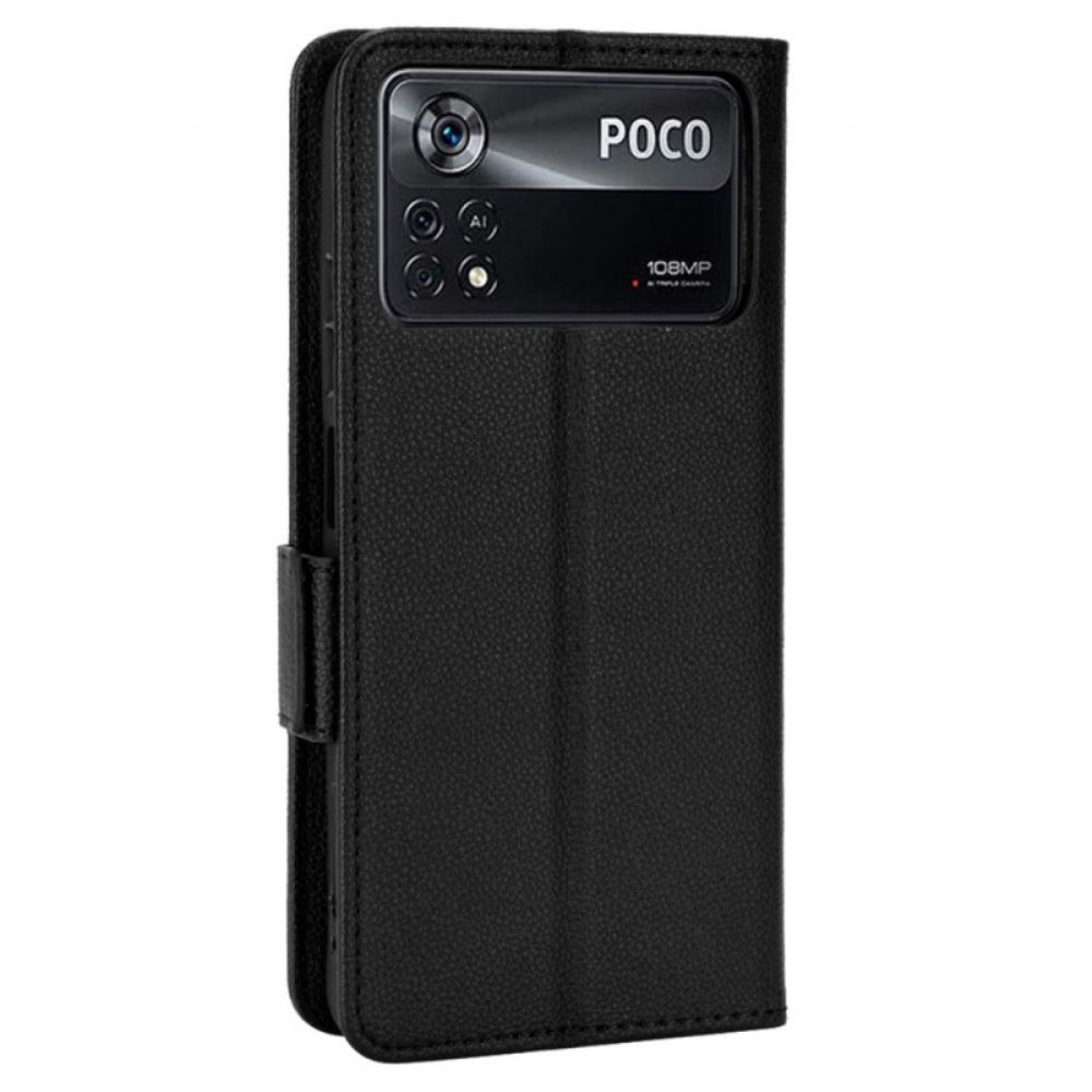 Flipové Pouzdro Na Poco X4 Pro 5G Litchi Ultra Jemná Umělá Kůže