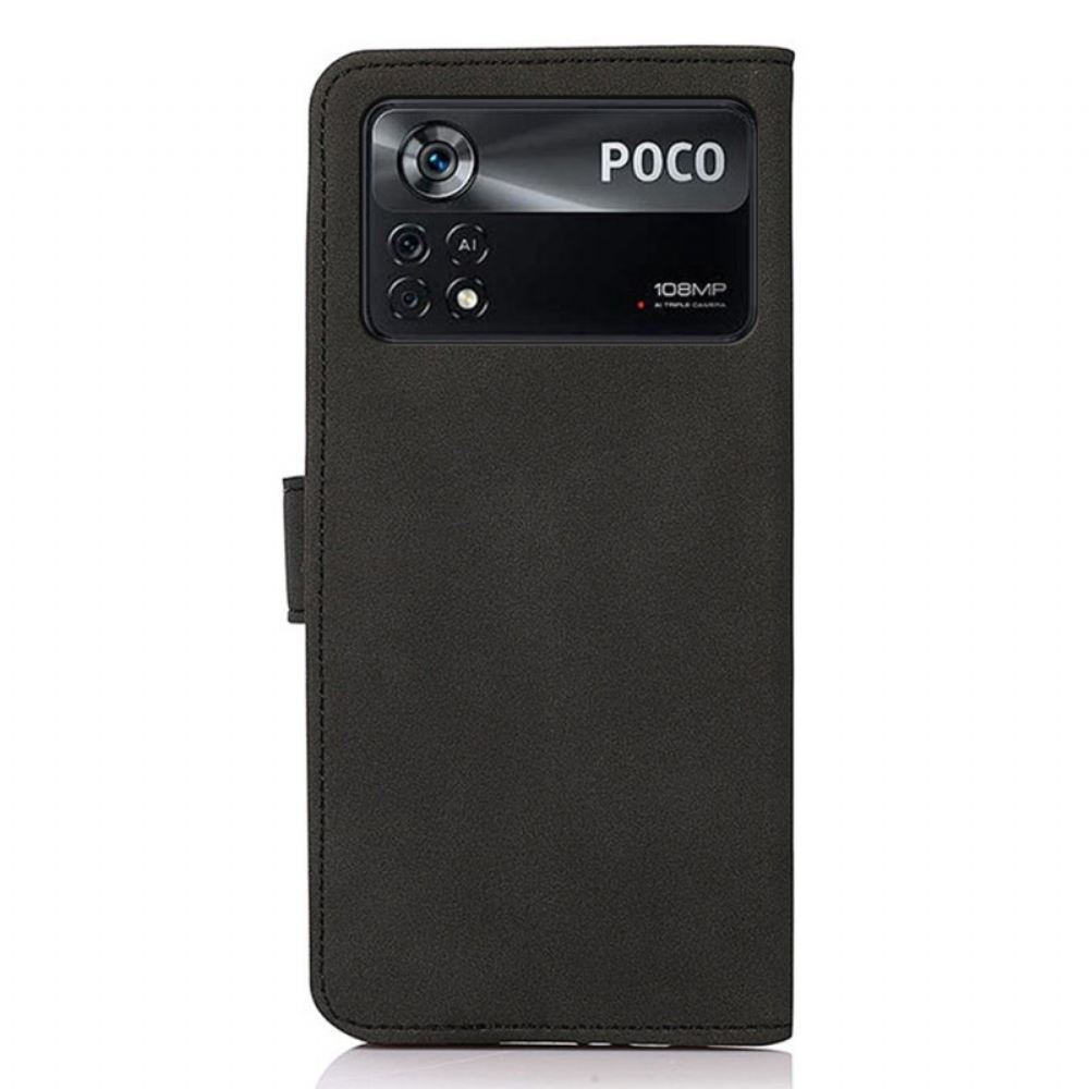 Flipové Pouzdro Na Poco X4 Pro 5G Módní Kožený Efekt Khazneh
