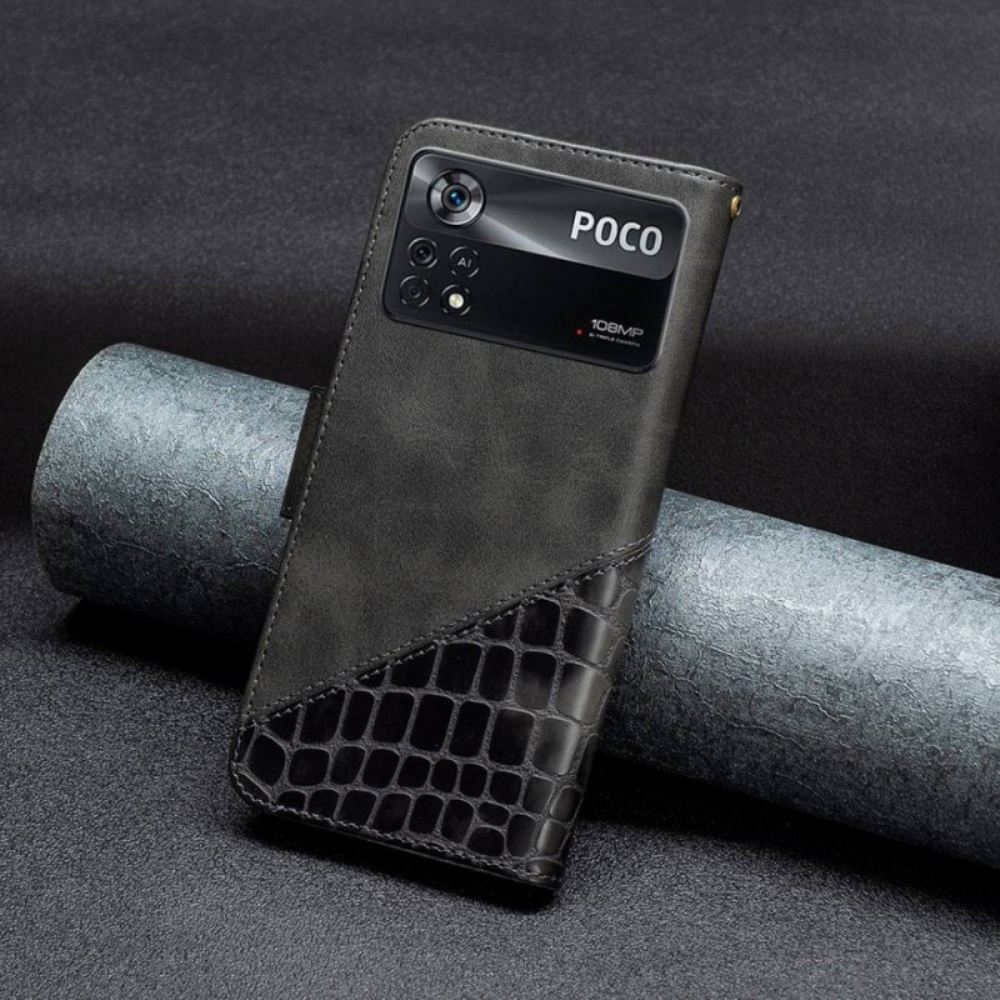 Flipové Pouzdro Na Poco X4 Pro 5G Stylová Barva Krokodýl Binfen