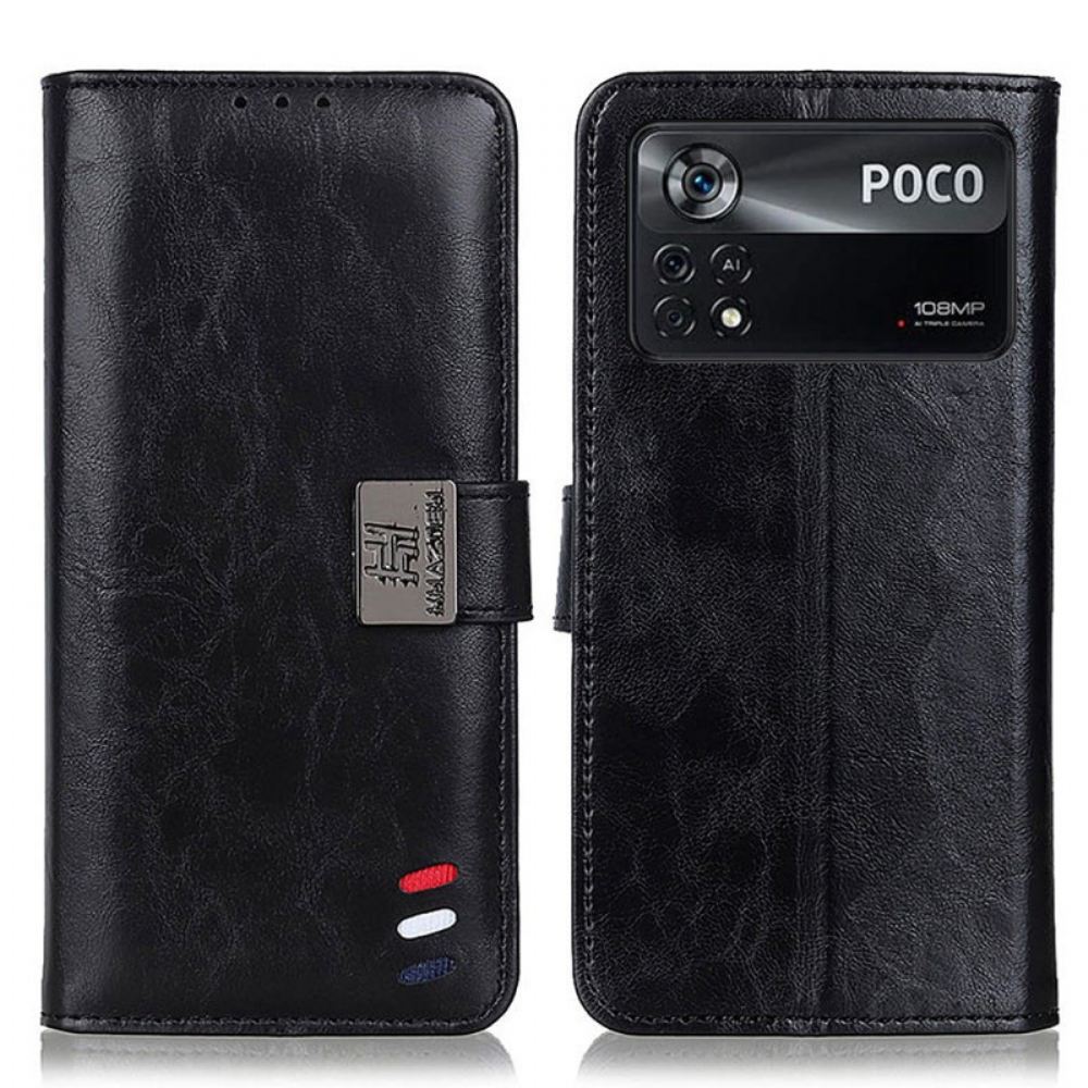 Flipové Pouzdro Na Poco X4 Pro 5G Stříbrná Spona