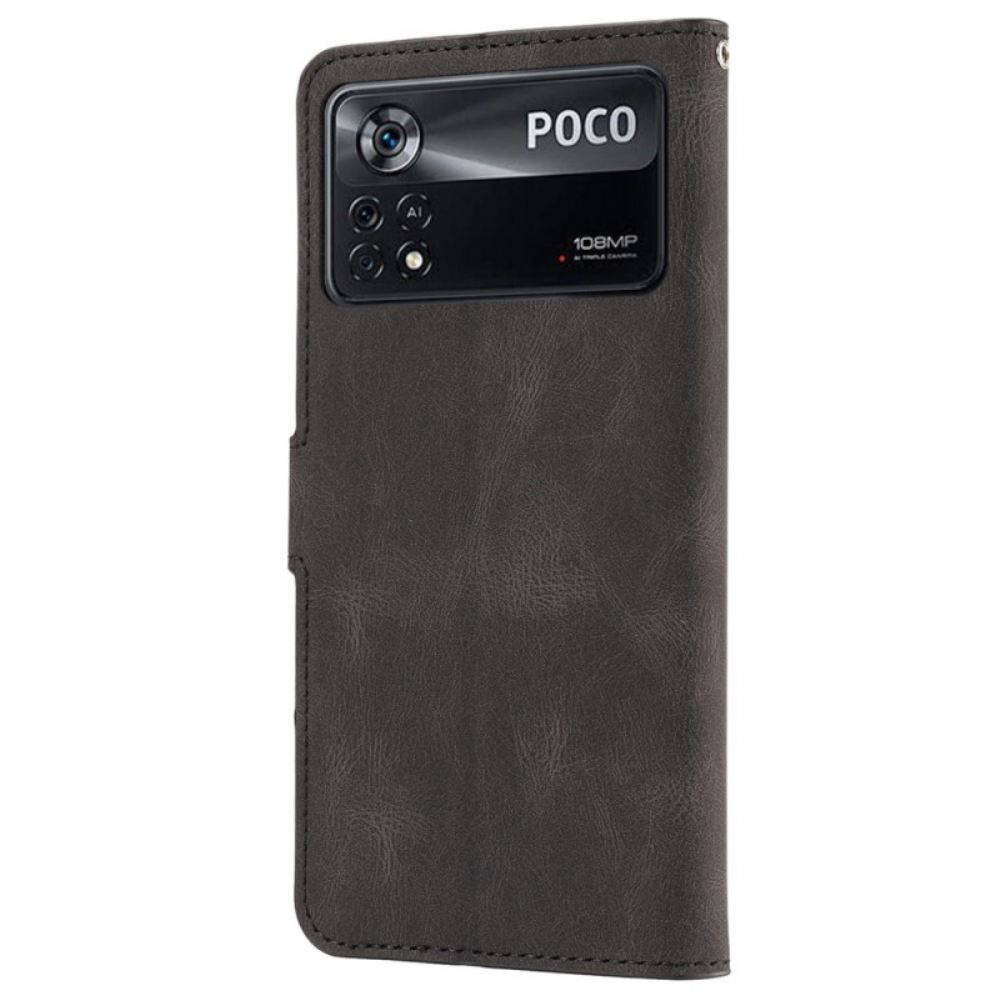 Kožené Pouzdro Na Poco X4 Pro 5G Kožený Styl S Páskem