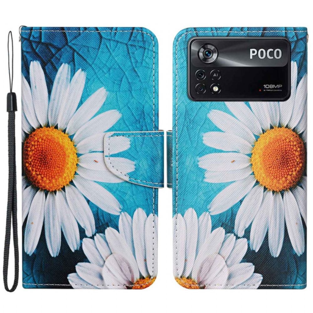 Kožené Pouzdro Na Poco X4 Pro 5G Na Lana Strappy Daisies