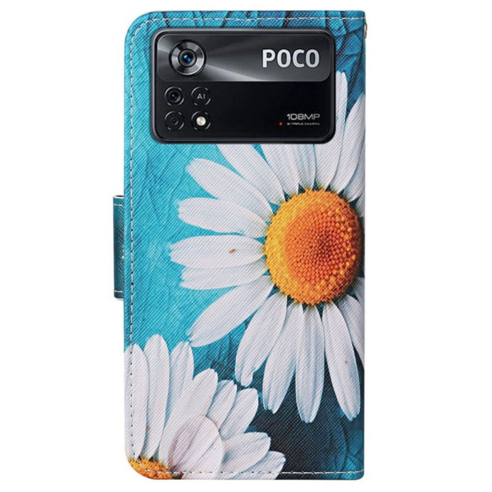 Kožené Pouzdro Na Poco X4 Pro 5G Na Lana Strappy Daisies