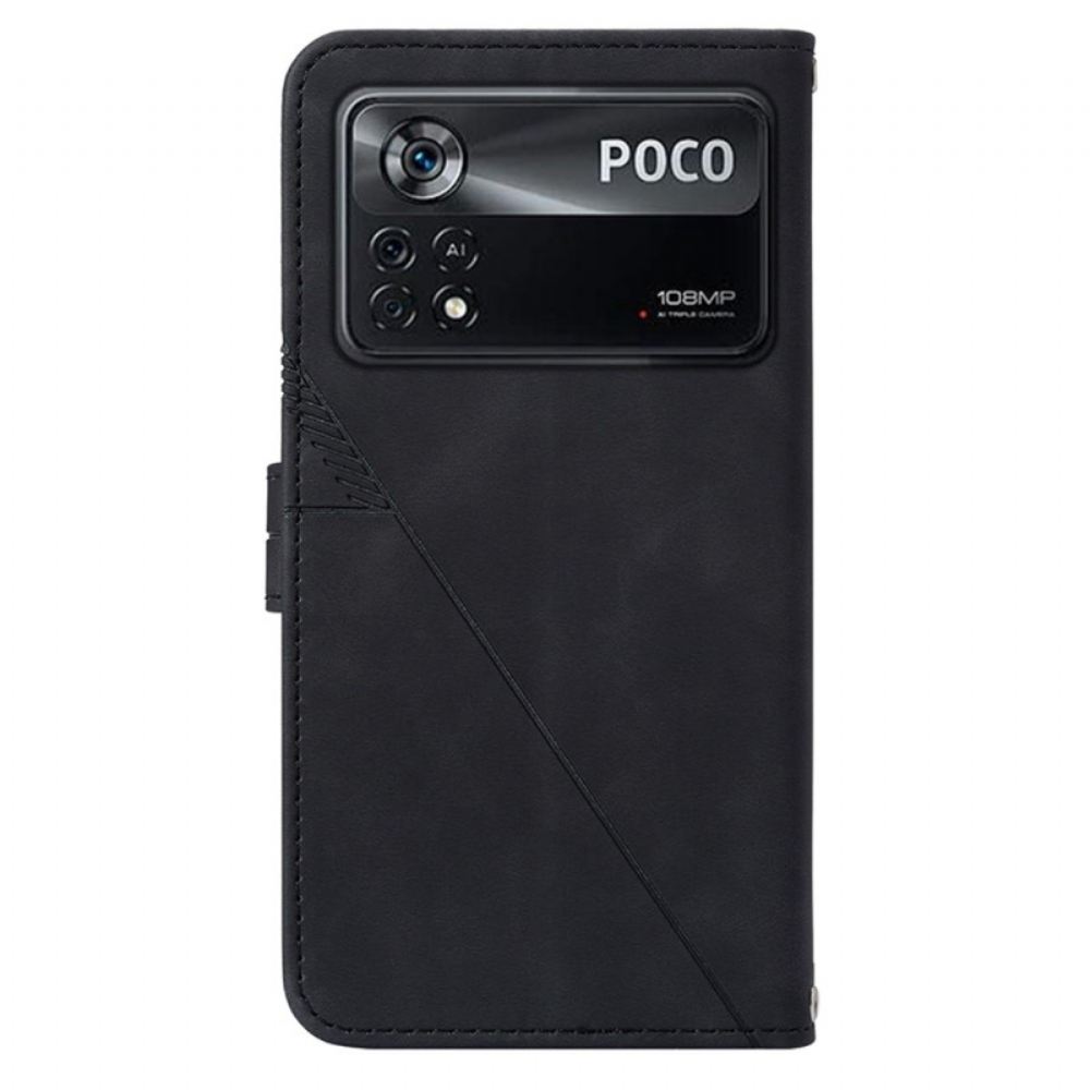 Kožené Pouzdro Na Poco X4 Pro 5G Trojúhelníky S Popruhem