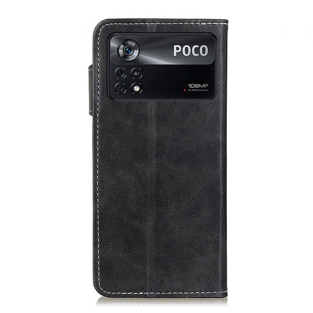 Kožené Pouzdro Na Poco X4 Pro 5G Umělecké Šití