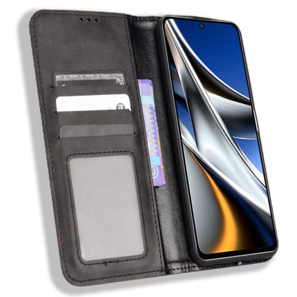Kryty Na Mobil Na Poco X4 Pro 5G Flipové Pouzdro Vintage Kožený Efekt
