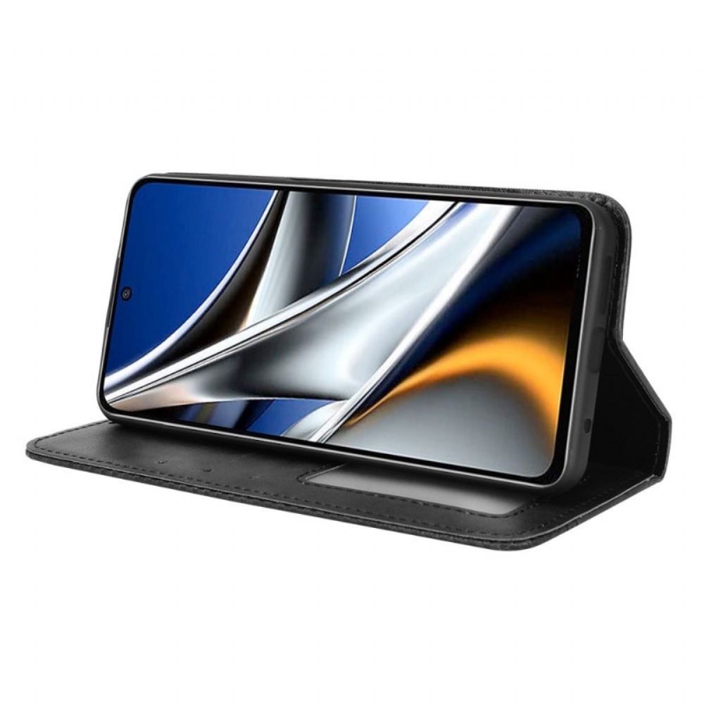 Kryty Na Mobil Na Poco X4 Pro 5G Flipové Pouzdro Vintage Kožený Efekt