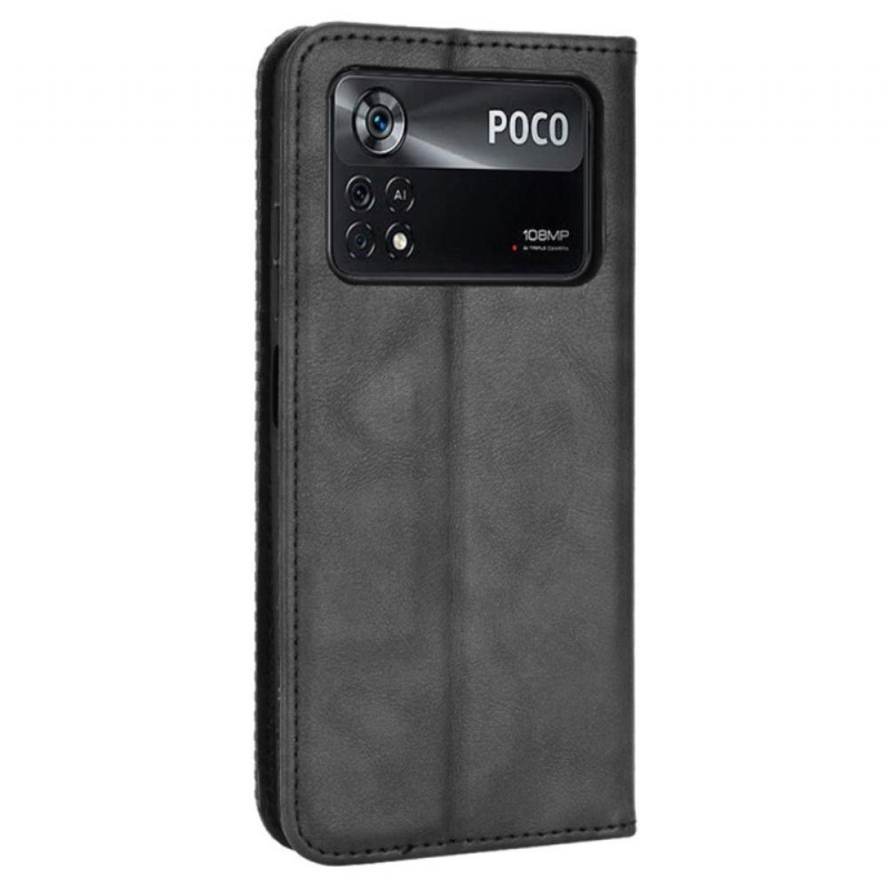 Kryty Na Mobil Na Poco X4 Pro 5G Flipové Pouzdro Vintage Kožený Efekt
