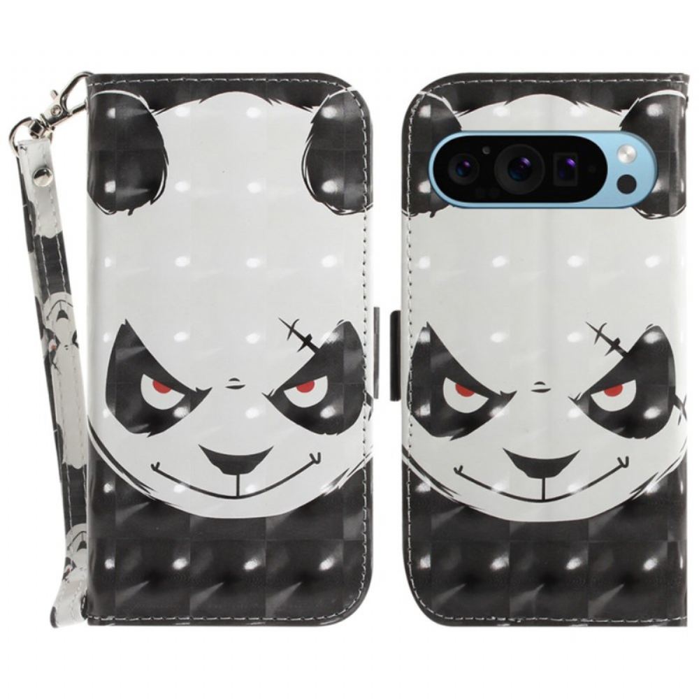 Kožený Kryt Google Pixel 9 Angry Panda Love With Strap