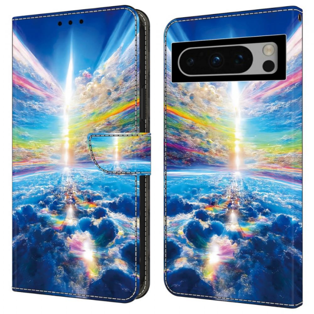 Kožený Kryt Google Pixel 9 Barevné Nebe