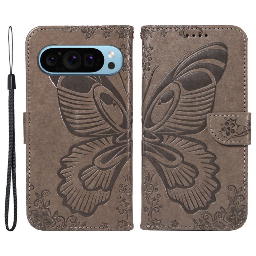 Kožený Kryt Google Pixel 9 Butterfly Graphic Lanyard