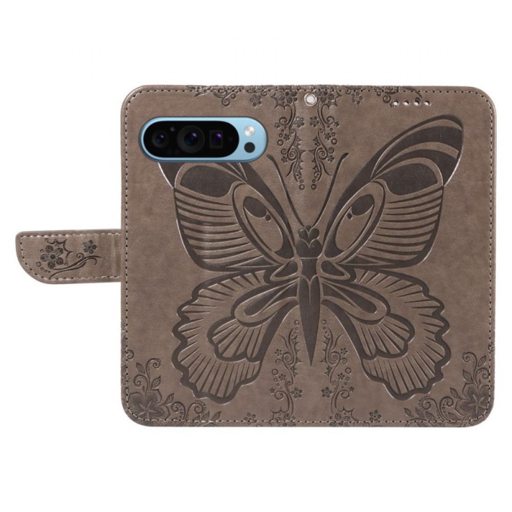 Kožený Kryt Google Pixel 9 Butterfly Graphic Lanyard