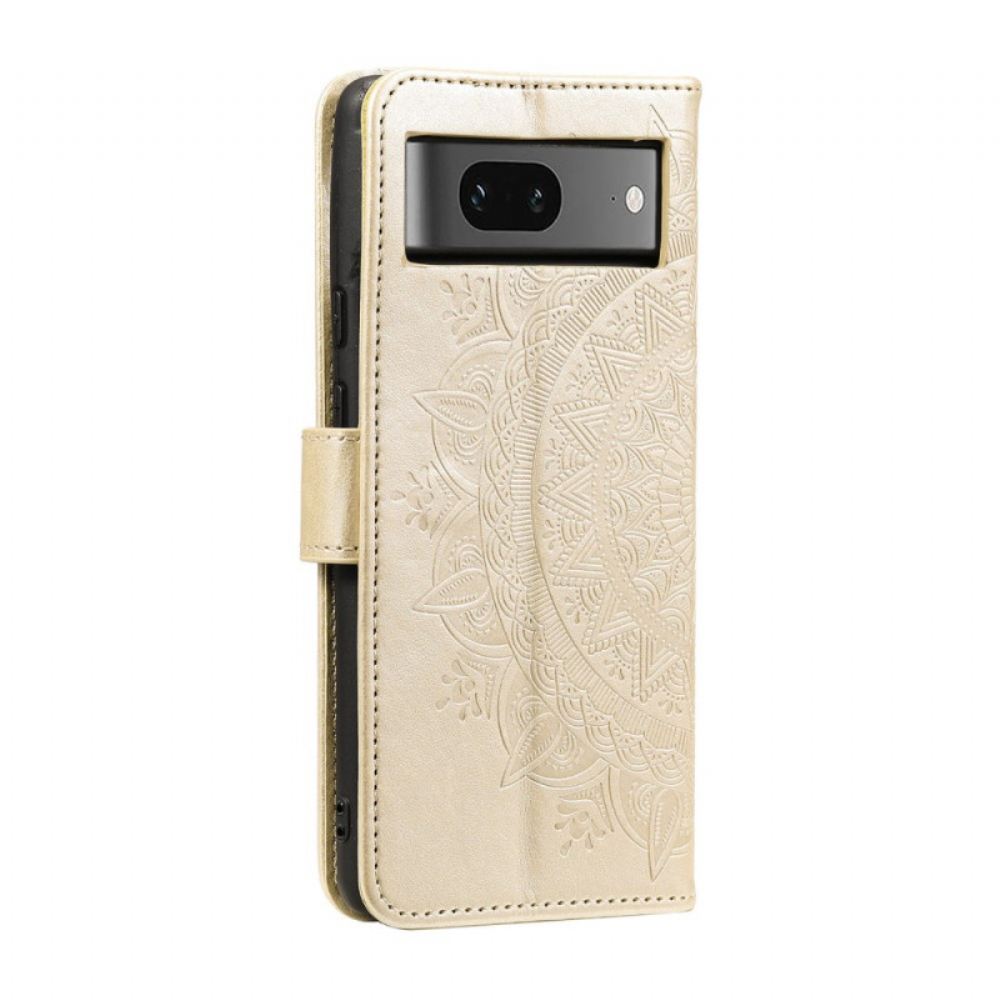 Kožený Kryt Na Google Pixel 9 Mandala Sun S Popruhem
