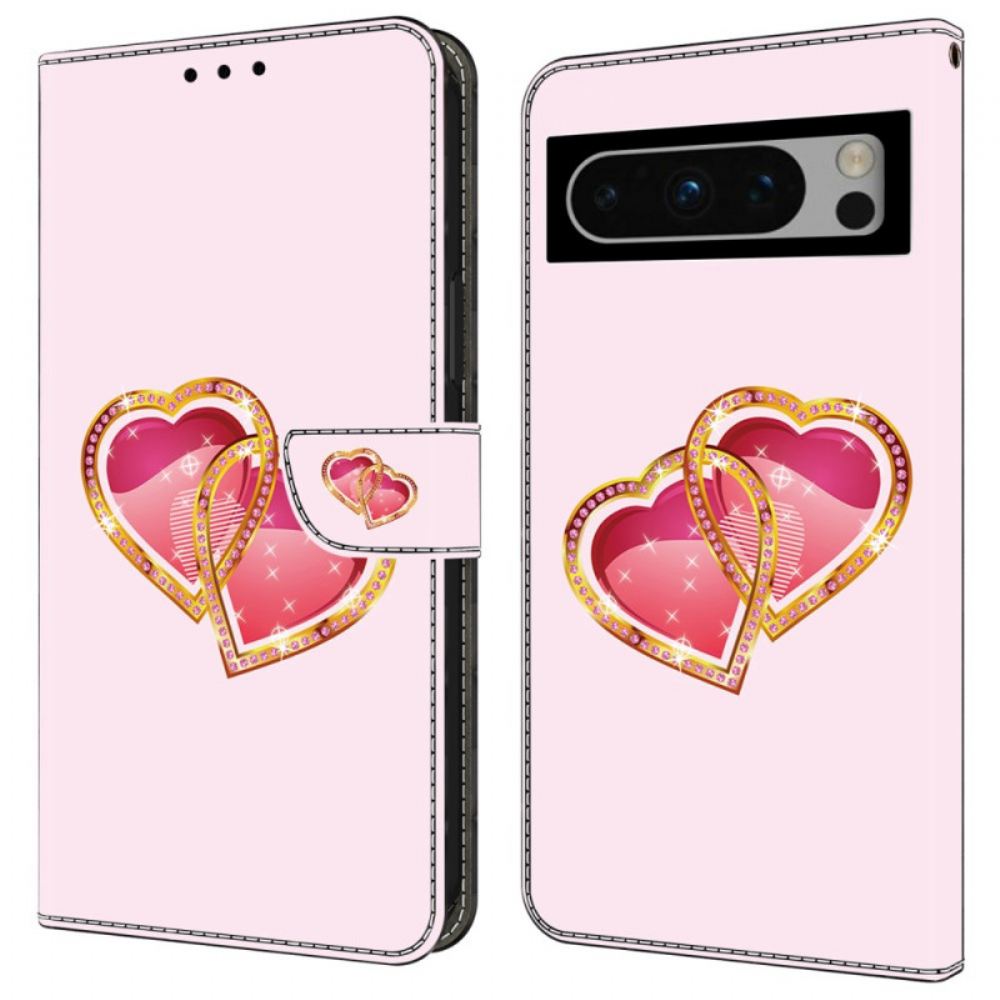 Kožený Kryt Na Google Pixel 9 Potisk Srdce